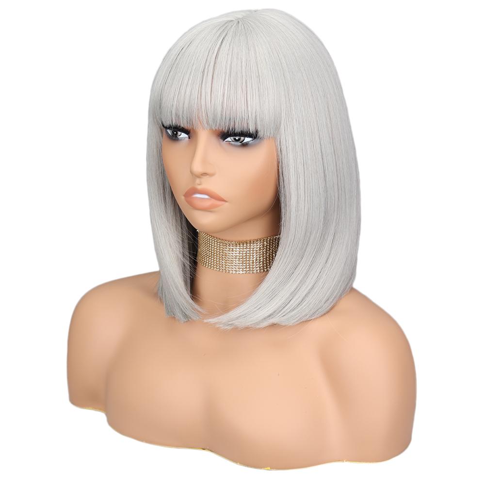 LISI HAIR Короткие парики Боб лавандового фиолетового цвета с челкой Синтетический красочный парик для косплея на каждый день для женщин из натуральных волос