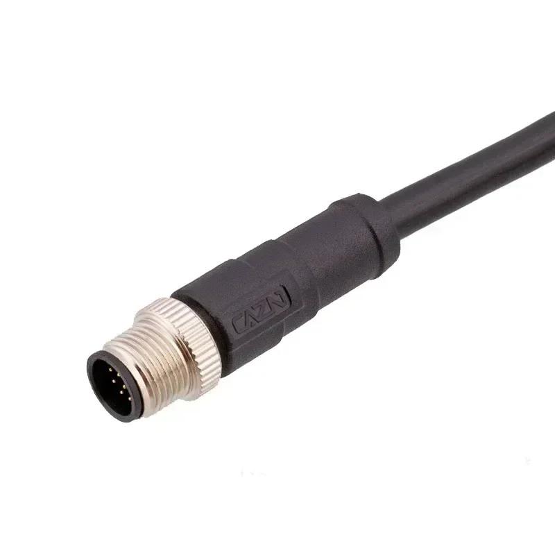 M12 2P 3P 4P 5P 6P 8P 12P 10M PVC PUR Unshield /Shield Cable Straight Curved Male Plug Power Adapter Aviation Connector IP67