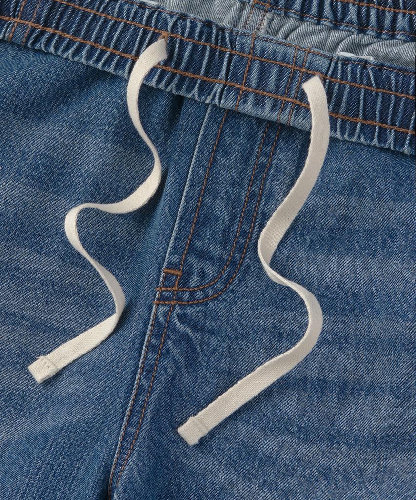 MUSINSA STANDARD WOMAN Женские свободные джинсы-трапеция на резинке [Средний индиго]