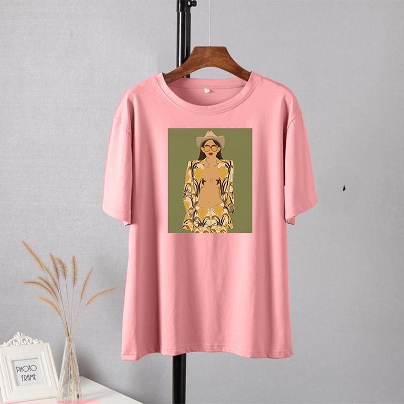 Женские футболки Hirsionsan High Street с графическим рисунком, летние мягкие футболки с круглым вырезом и короткими рукавами, 2023, повседневные свободные хлопковые базовые женские топы
