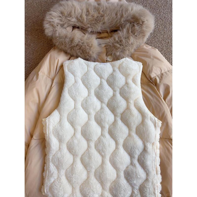 Women V Neck Short Fleece Lined Sleeveless Vest For Autumn Winter