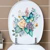 Toilet Stickers Watercolor Floral Peony Butterfly Durable Waterproof Self-Adhesive Wall Sticker for Bathroom Decor