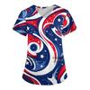 Women's Fashion V-neck Short-sleeved Work Dress With Pockets Independence Day Printed Top Carer Suit