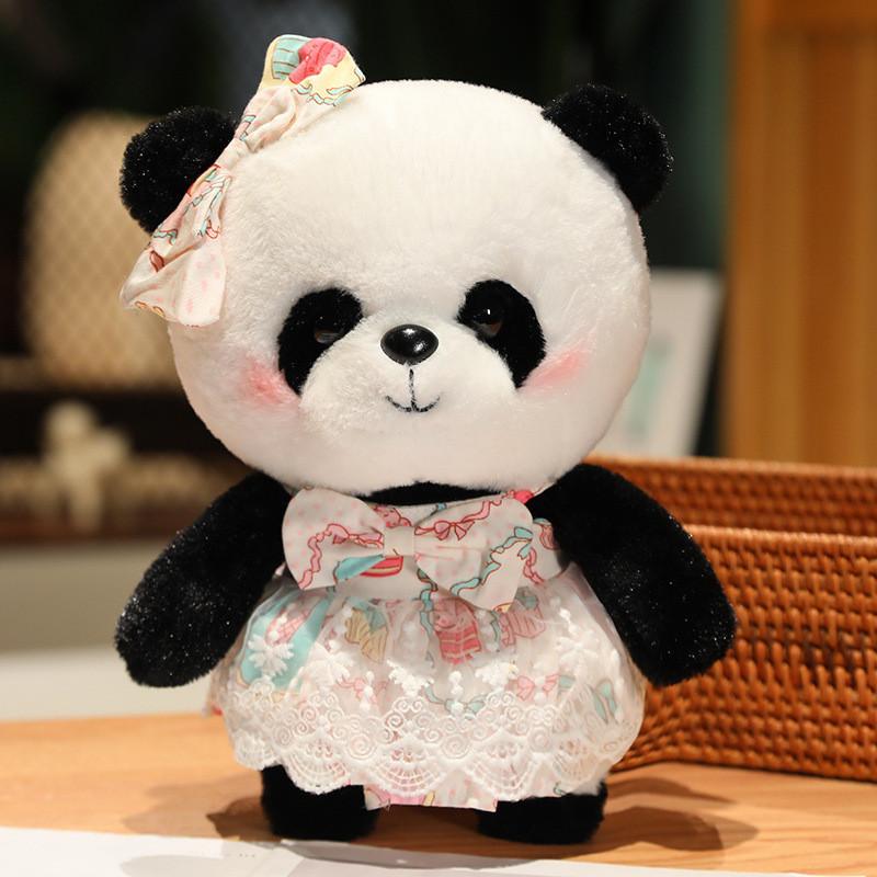Cute Lolita Sweet Dress Panda Plush Toys Cartoon Girls Birthday Dolls Gifts