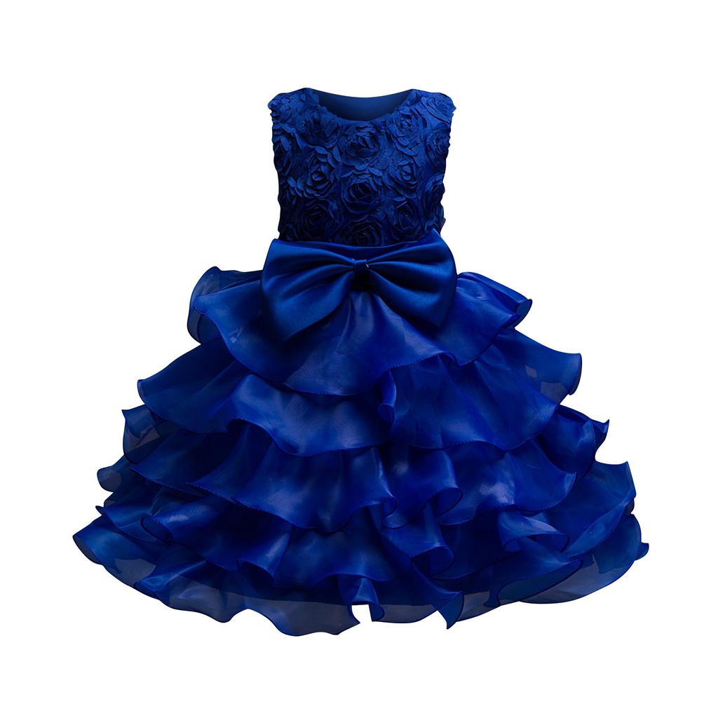 Детское платье Платье принцессы с бантом Однотонное платье для торта с блестками