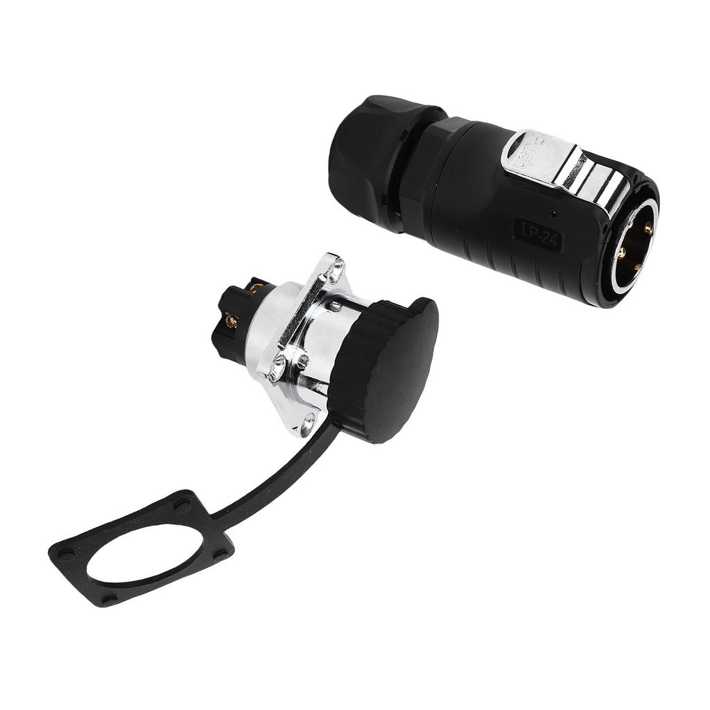 25A 4 Pin Pin and Socket IP68 Male and Female Aviation Wire Connector with Flange Seat, Industrial Water Proof Connector, Function