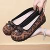 The New Popular Bow Leopard Print Light Mouth Square Head Flat Heel Comfortable Soft Low Heel Versatile Single Shoes Soft Sole Is Not Tired