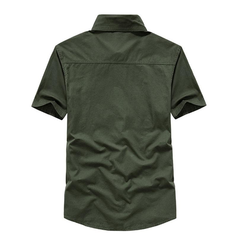 Мужская рубашка из 100% хлопка, однотонные рубашки-карго с несколькими карманами, модные уличные повседневные рубашки с короткими рукавами для мужчин, новые большие размеры M-8XL