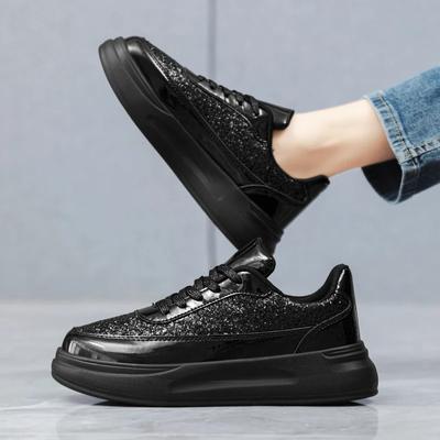 Модные женские кроссовки с блестками, повседневные вулканизированные туфли, женские прогулочные туфли на шнуровке на платформе, удобные, больших размеров, модные женские, осень