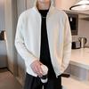 Мужской свитер, пальто, застежка-молния, трикотаж, эластичный, с длинными рукавами, воротником-стойкой, верхняя одежда, однотонный повседневный кардиган, повседневная школьная куртка средней длины