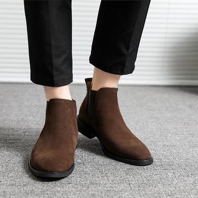 Мужские замшевые ботинки челси Frosted Suede — британский повседневный стиль, корейский стиль, модные короткие ботинки на осень/зиму