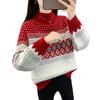 Korean Ethnic Style Jacquard Knit Sweater for Autumn/Winter 2025 - Women's Half-High Collar Loose Fit