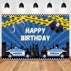 Cartoon Police Backdrop Police Station Car Background Banner Kid Birthday Party Decoration Baby Shower Supplies Photography Prop