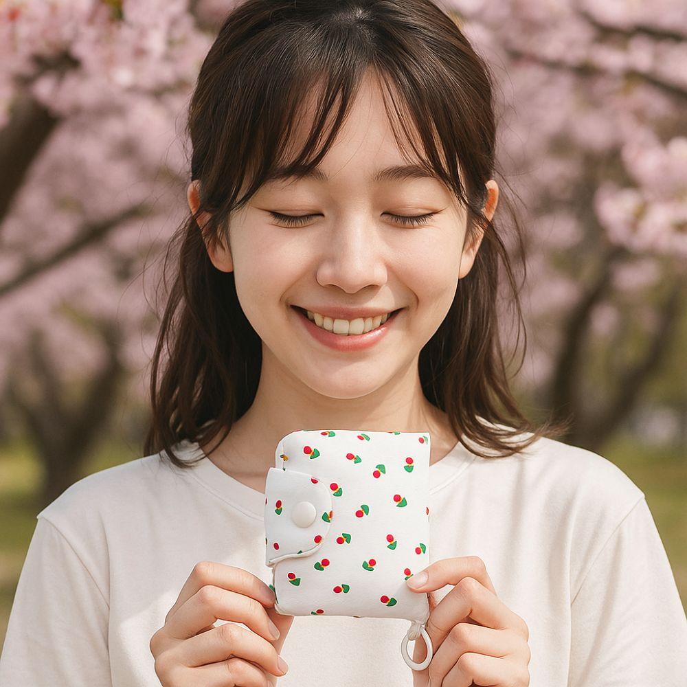 Floral Print Small Makeup Lipstick Bag Cherry Mini Cloth Storage Bag  Students