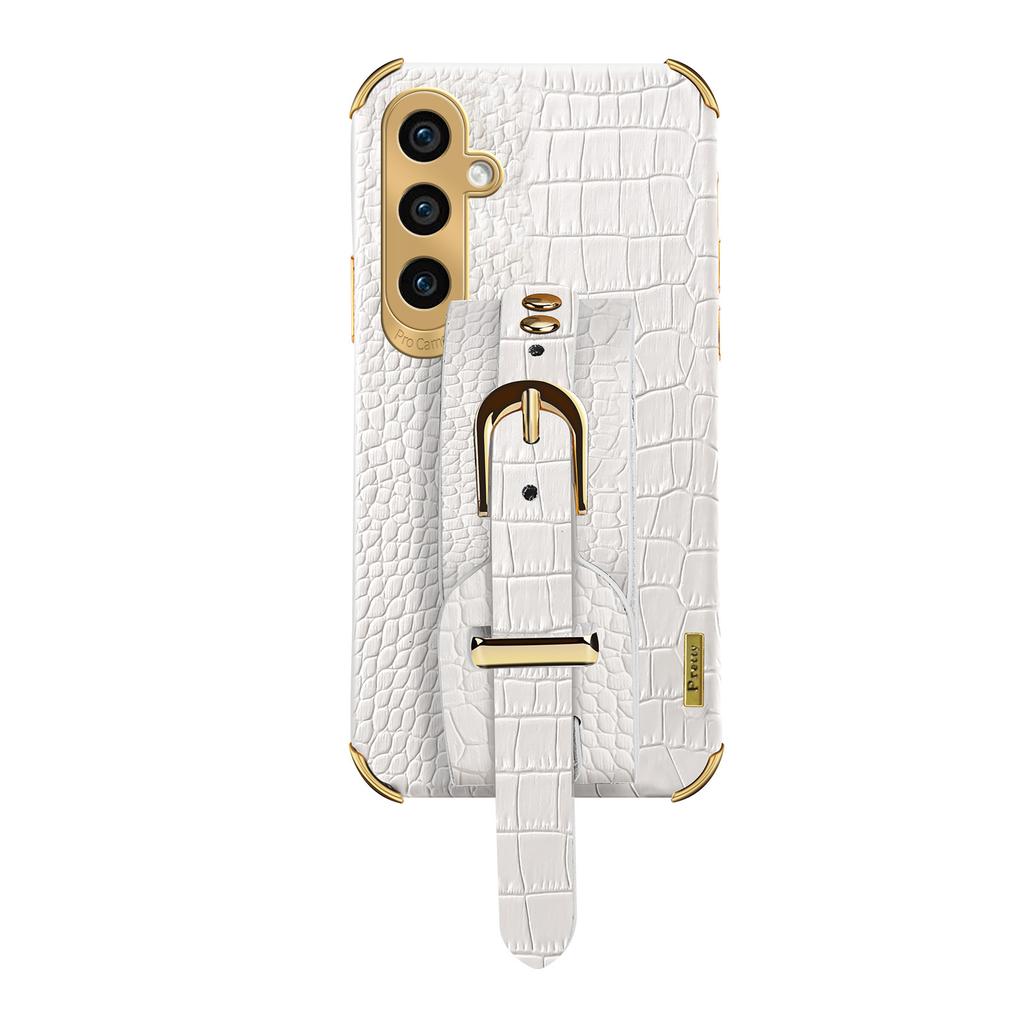 For Samsung Galaxy A15 4G/A15 5G Cell Phone Case Crocodile Texture Wristband Kickstand Back Cover