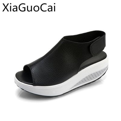 Большие размеры, новое поступление, модные женские сандалии на липучке, женские босоножки на платформе, танкетки, большой размер 35-43, прямая поставка