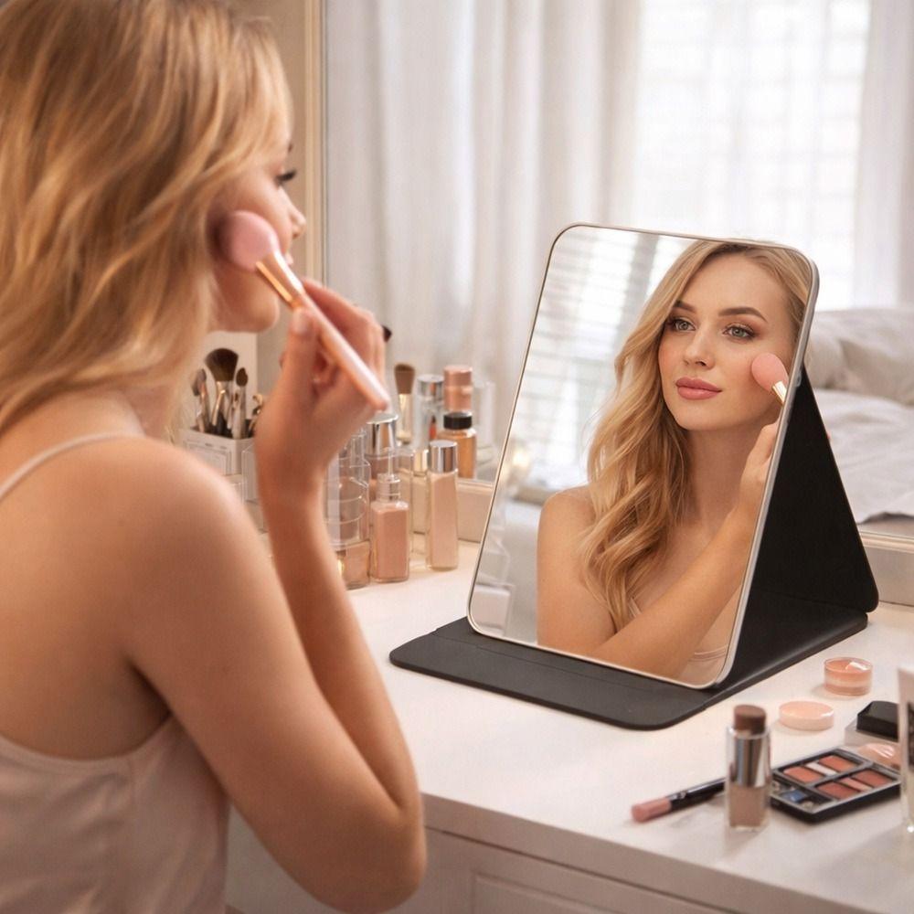 Floral Vanity Mirror Standing Compact Mirror Portable Desktop Makeup Mirror  for Student Dormitory