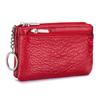 Fashion Women's Genuine Leather Coin Purses Mini Pouch Change Wallets 3 Zippered Change Pouch Wallet with Key Ring for Women