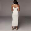 Women Spring Summer Spaghetti Strap Solid Color Slim Long Knitted Dress Ladies Sling Backless Party Dress