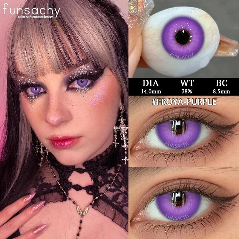 FUNSACHY Blindness Black Cosplay Contact Lenses for Eyes Halloweeen Party Makeup Eye Contacts Yearly Use Beauty Pupils Cosmetics