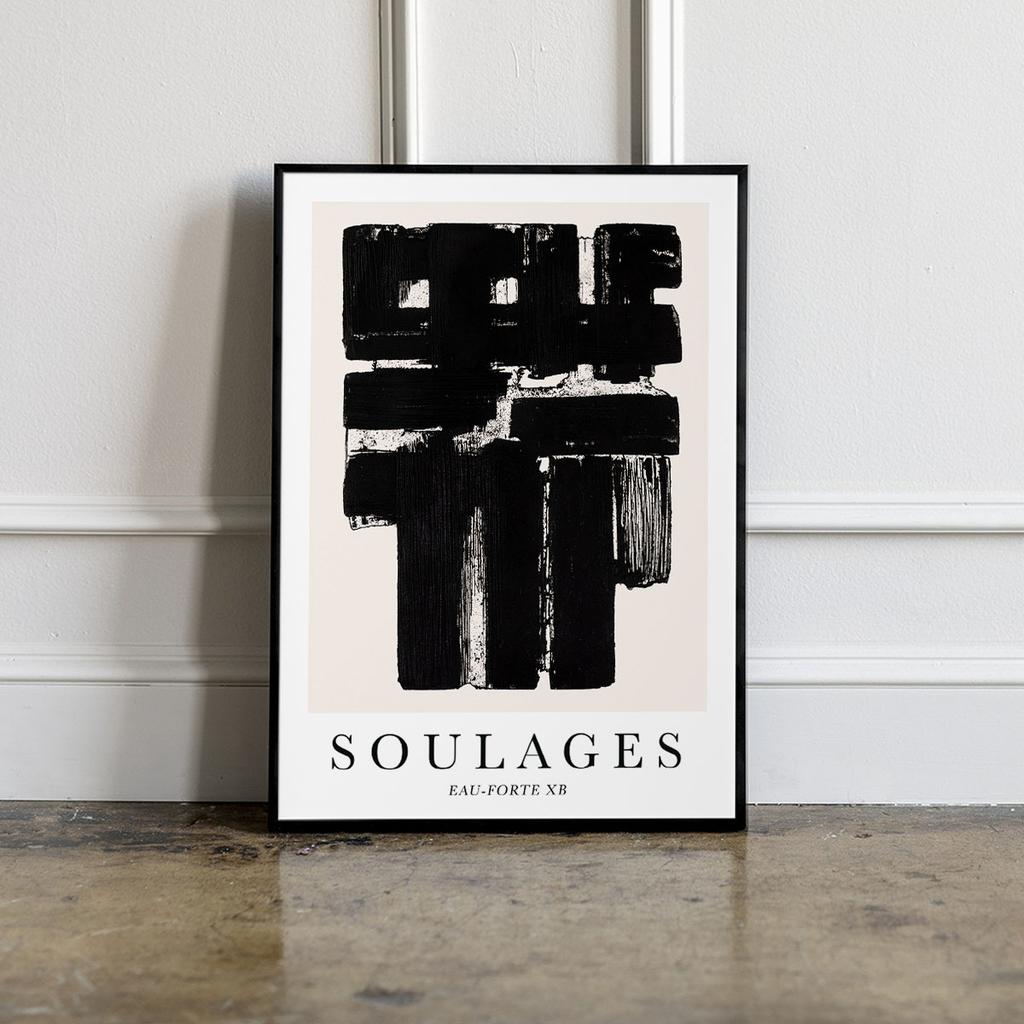 Plakat abstrakcja czarnobiała soulages