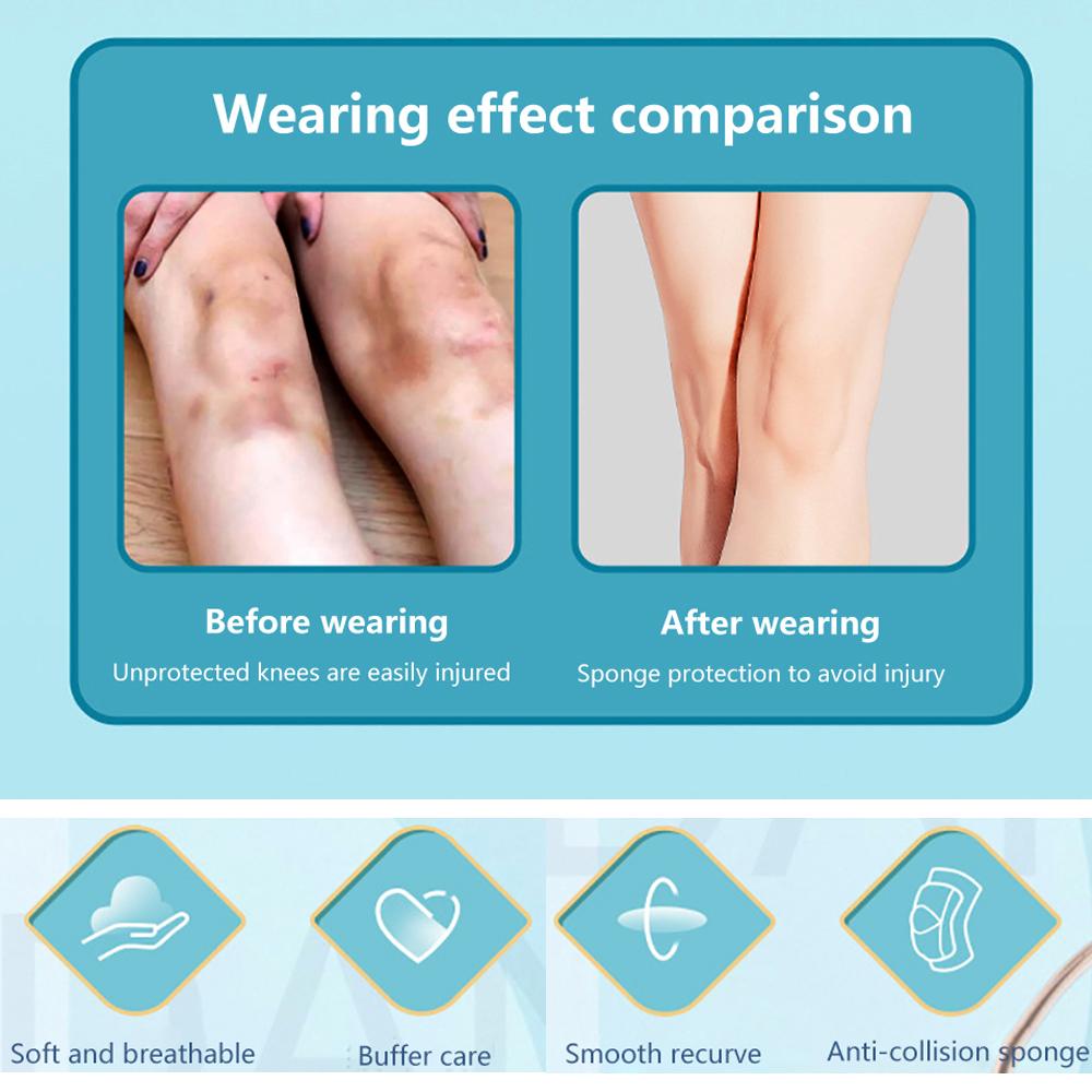 1Pair Sports Compression Knee Pads Dancing Knee Protector Thickened Sponge Knee Brace Support for Volleyball Yoga Ballet