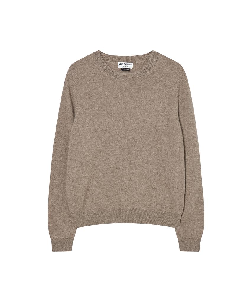 JE NE SAIS QUOI [100% Cashmere] Signature Crewneck Cashmere Pullover_ Mocha