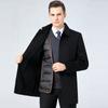 Мужское кашемировое пальто премиум-класса двустороннее, средней длины с лацканами, пуховик смелого дизайна для папы среднего возраста, шерстяное пальто