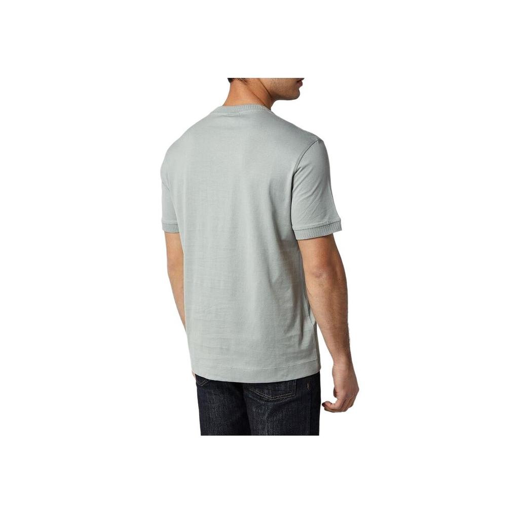 Emporio Armani Мужская футболка с вышивкой логотипа EA, круглый вырез, короткий рукав, SS24, серо-зеленая, 3D1TN3-1JOCZ-0664