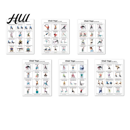 Office Worker Exercises 3Pcs Chair Yoga Poster Set for Seniors Low Impact Stretching Exercise Beginner to Advanced Chart Elderly Seated Morning