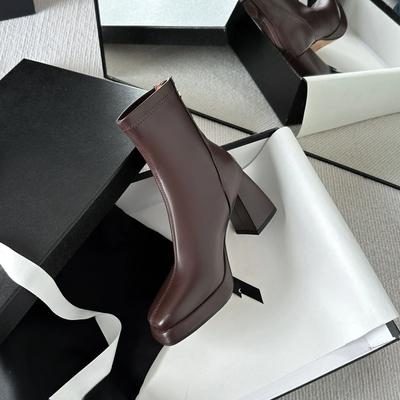 Горячая Распродажа обуви для женщин, женские ботинки на молнии, осенние ботинки с квадратным носком и высоким каблуком, водонепроницаемые, модные, для поездок на работу