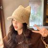 Y2k Hats Cat Ear Fuzzy Hat Fluffy Kpop Outfits for Women Women's Baseball Cap Knitted Beanie Grunge Girl Caps