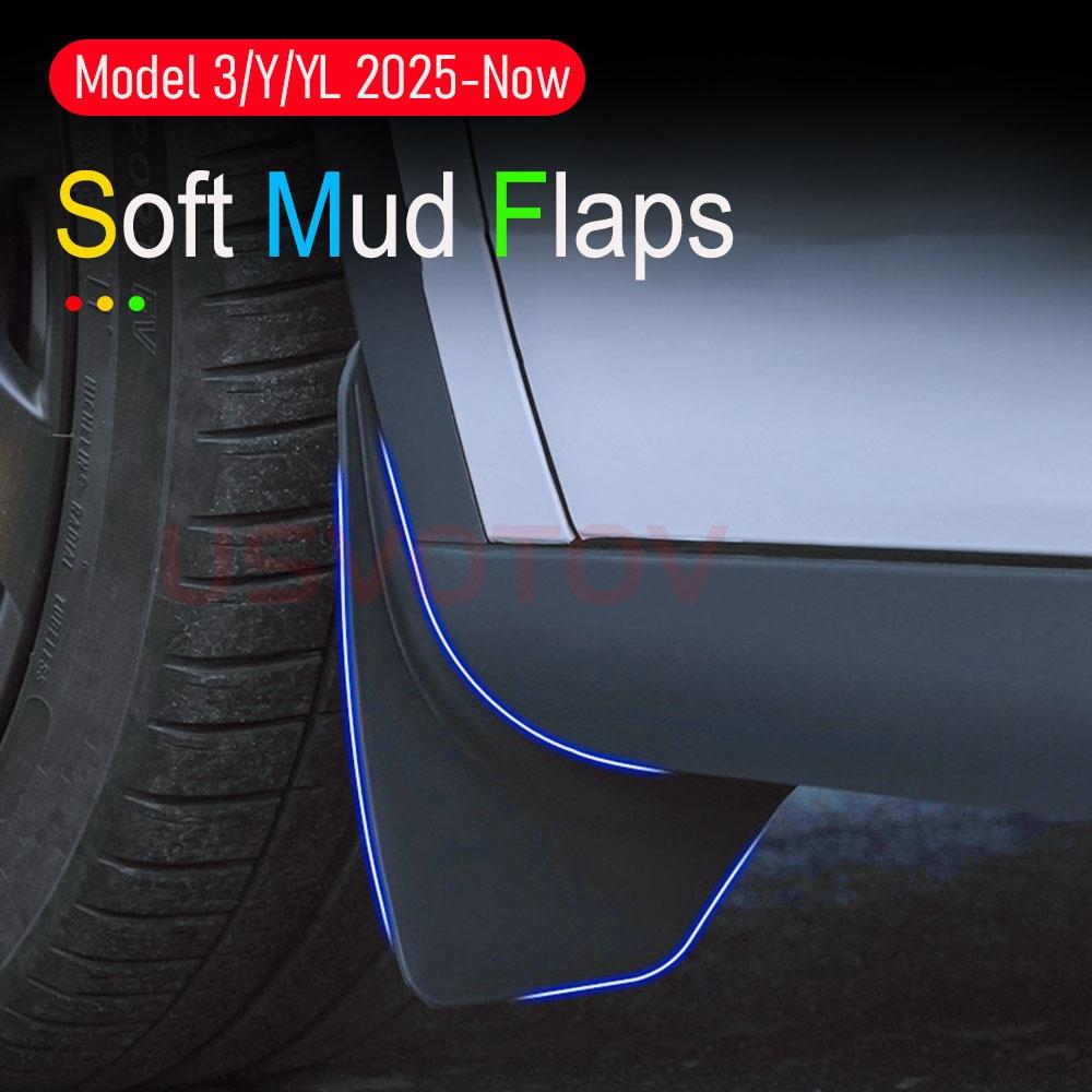 Mud Flaps for Tesla Model Y YL Juniper Model 3 2025 2026 Mud Flap Splash Guards Fender No Drilling Mudflap Travel Accessories