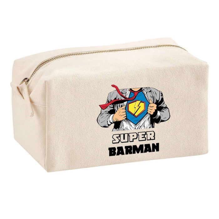 Trousse multifonction Super Barman Cadeau Anniversaire Noël Collègue Idée Personnalisé Rentrée | Trousse Scolaire Fournitures Bureau