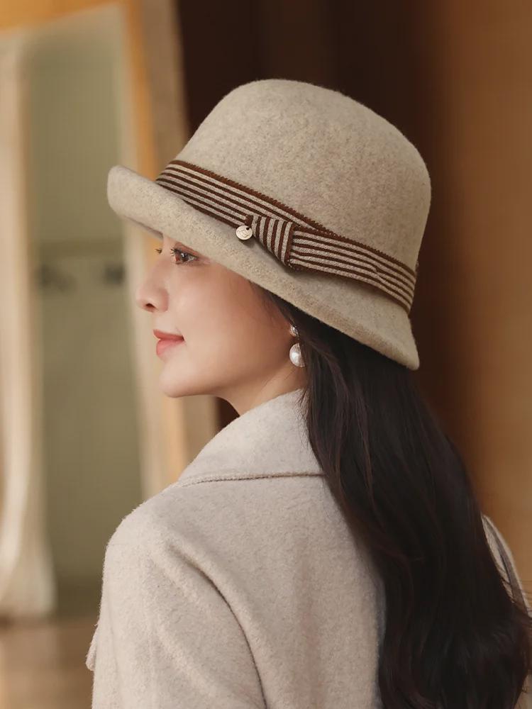 2023 Korean Style Women's Wool Felt Basin Hat - Autumn/Winter Fashion