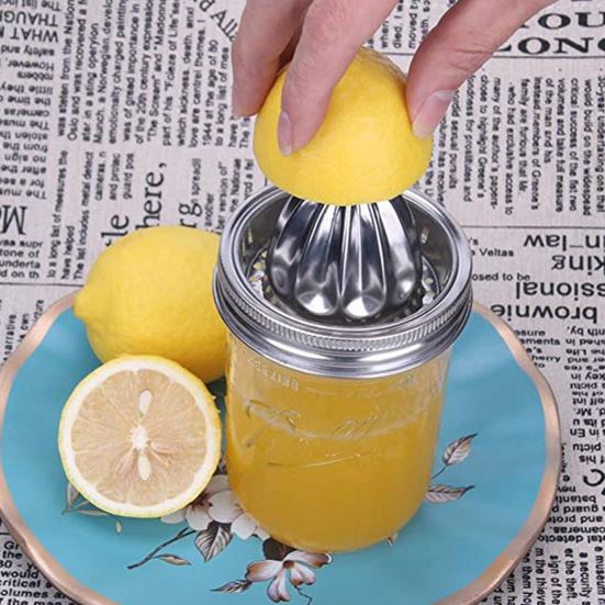 Ручная соковыжималка, 2 шт., портативная банка с широким горлом, отверстия в винтовой крышке, пищевая нержавеющая сталь, инструмент для приготовления сока лимона и апельсина, кухонные гаджеты