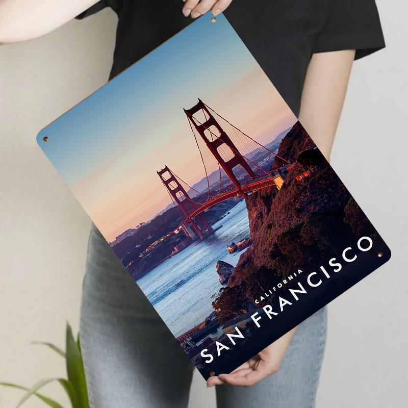 San Francisco Golden Gate Bridge Sunset Custom Metal Wall Art Modern Home Decor USA Landmark Souvenir
