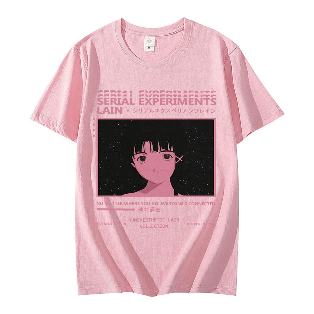Футболка Lain с аниме-сериалом «Эксперименты» Iwakura Unisexga Girl Sci Fi Unisex Графический футболки с короткими рукавами Хлопковая уличная одежда в стиле Харадзюку