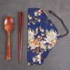 Wooden Cutlery Sets With Spoon Fork, Environmentally Friendly, Travel Portable, Tableware, Chopsticks, Cloth Bag