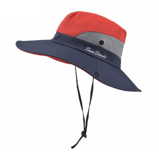 Женская летняя шляпа от солнца с полой сеткой и ветрозащитным ремешком с широкими полями, защита от ультрафиолета и солнца, складная портативная кепка для путешествий, садоводства, рыбалки, рыбака на открытом воздухе