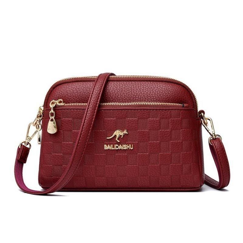 Аутентичная женская сумка, новинка 2024 года, модная повседневная сумка для мамы из мягкой кожи среднего возраста, сумка на одно плечо, упрощенная диагональная сумка, маленькая квадратная сумка