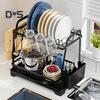 Storage Rack Two-Tier Dish Drying Rack Large Capacity Easy To Install Rust-Resistant Kitchen Countertop Utensil Dish Rack with Drain