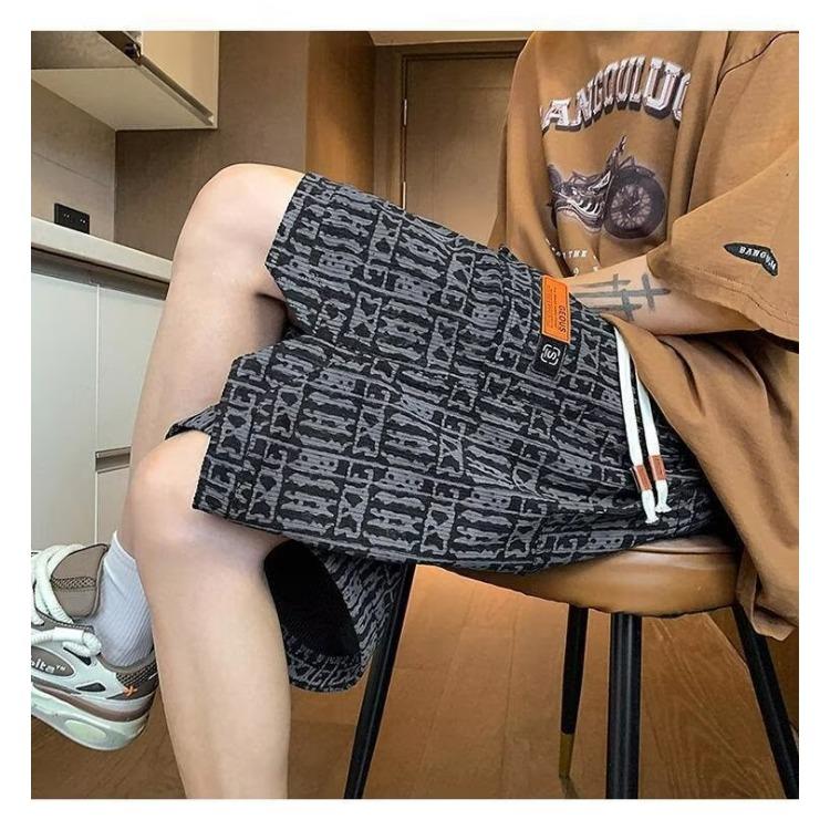 Шорты с принтом для мужчин, летние шорты в американском стиле, быстросохнущие повседневные спортивные брюки длиной пять четвертей