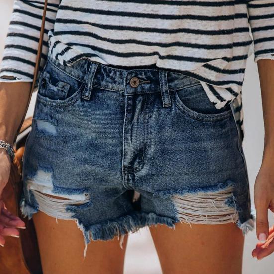 Yousheng Women's High Waisted Jean Shorts Casual Ripped Distressed Denim Shorts with Pockets Summer Hot Short Jeans for Daily Beach Club