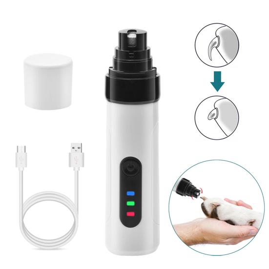 Cordless Pet Nail Grinder USB Rechargeable Electric Dog Nail Trimmer Ultra-Silent Paws Grooming Tool for Small Medium Large Dogs Cats