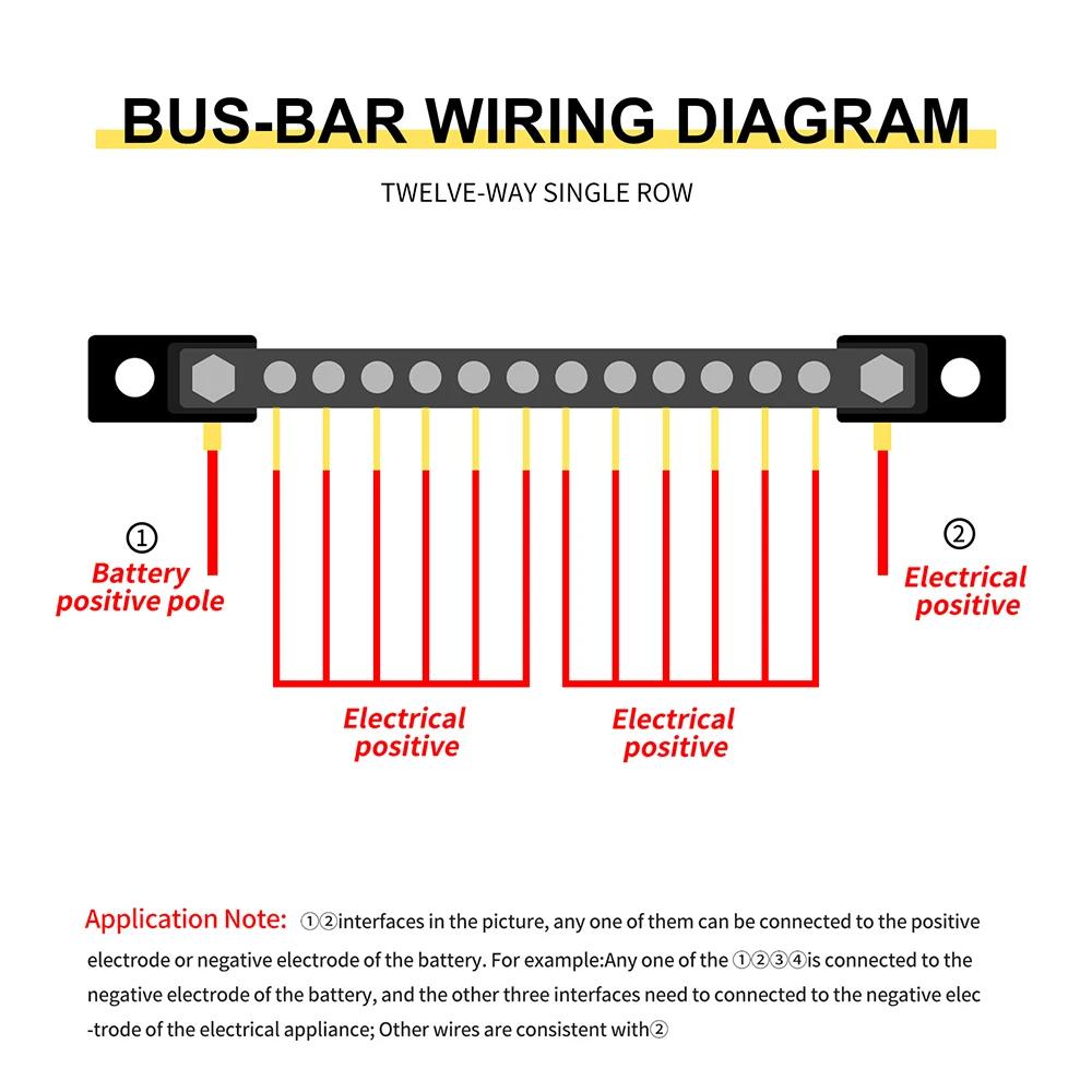 12-канальный 6-канальный RV Yacht Single DC 150A High Current BusBar Автомобильный прямой шинный блок 12-48 В Клеммы Болтовые шпильки Блок предохранителей