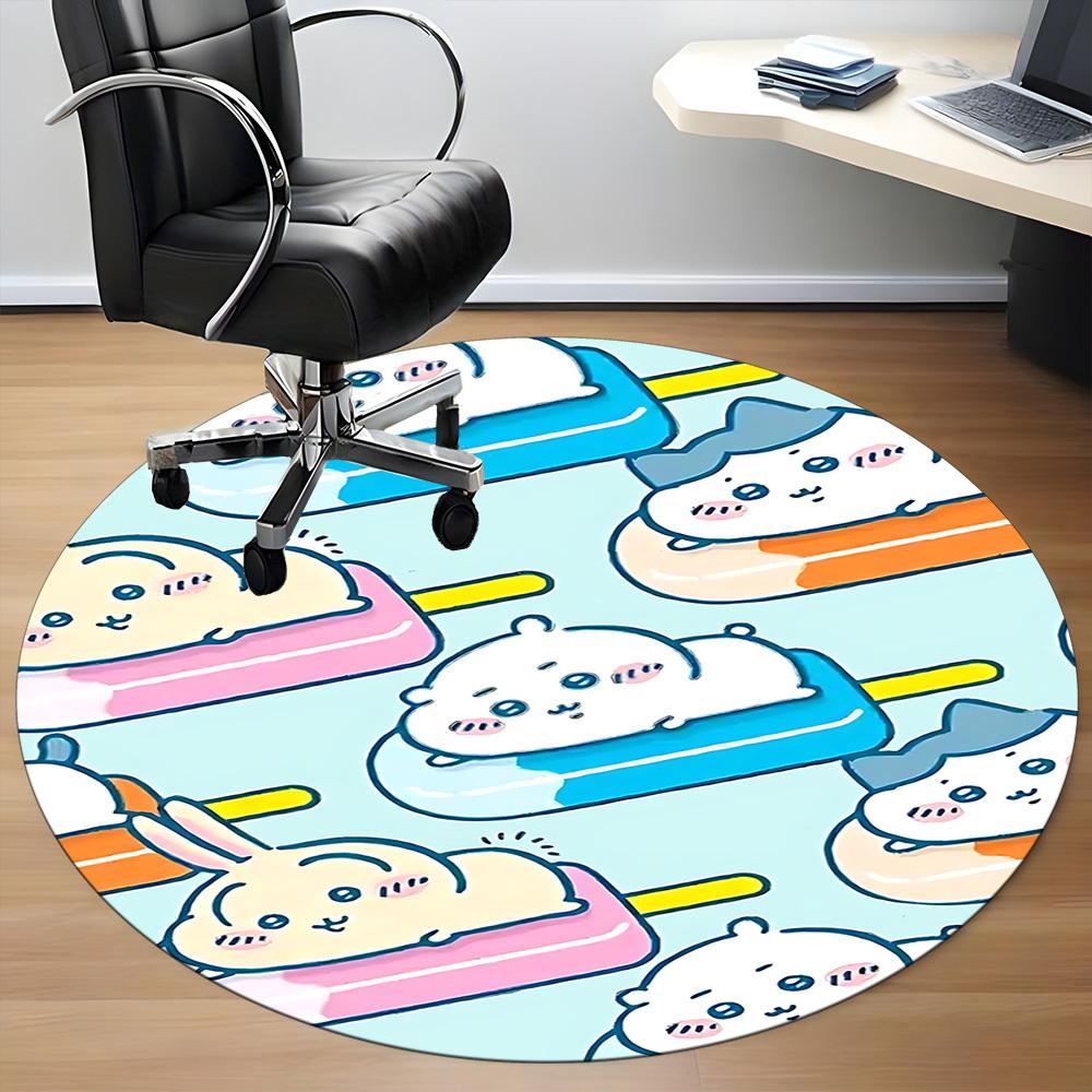 1PC Chiikawa Office Round Area Rug Suitable For Office, Under Office Chairs Bedroom Living Room Home Decor, Room Deco T1224009