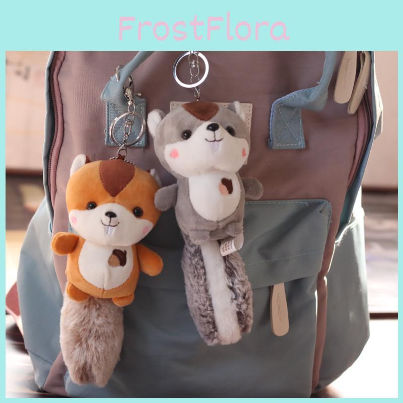 Cute Adorable Little Squirrel Plush Toy Soft Mini Animal Keychain Bag Charm 12cm