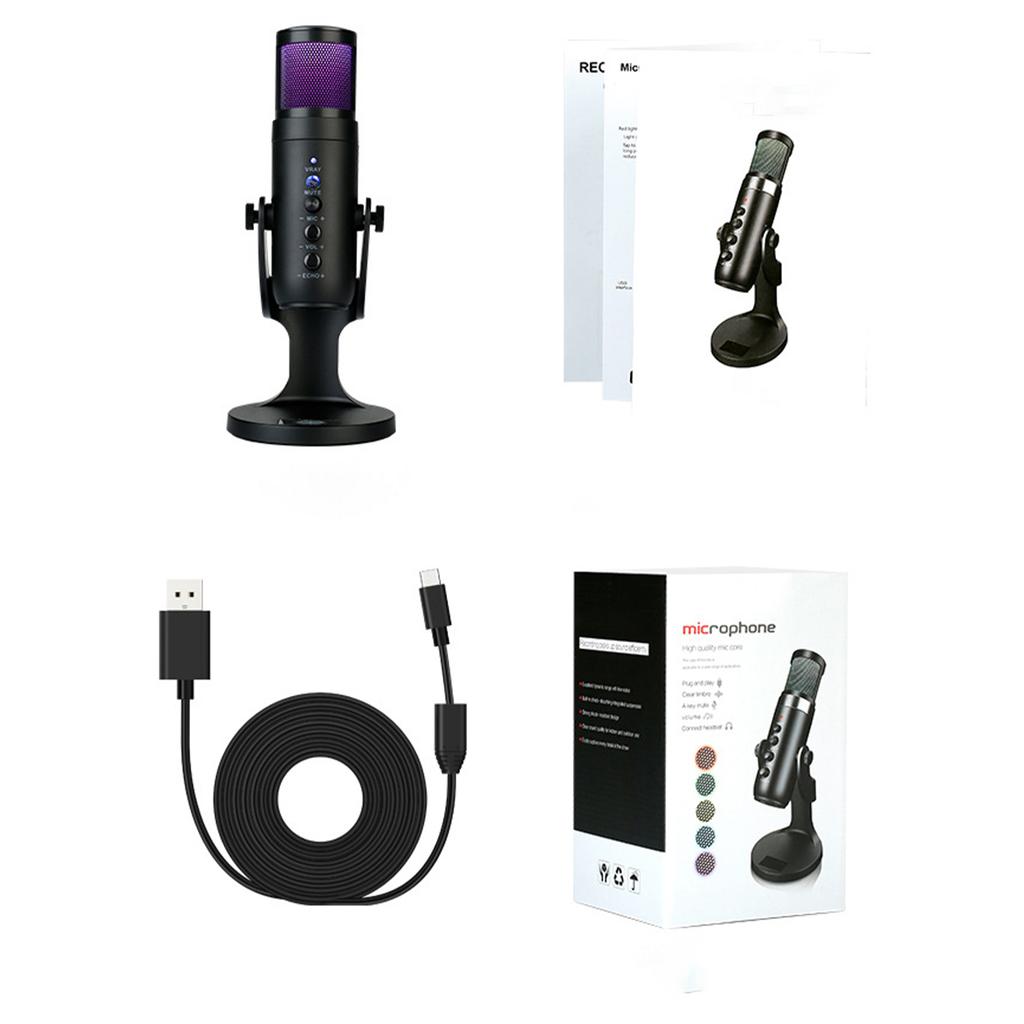 Computer Mobile Phone Recording Game Sound Card Wired Live Karaoke Condenser Microphone Conference Microphone Full Set