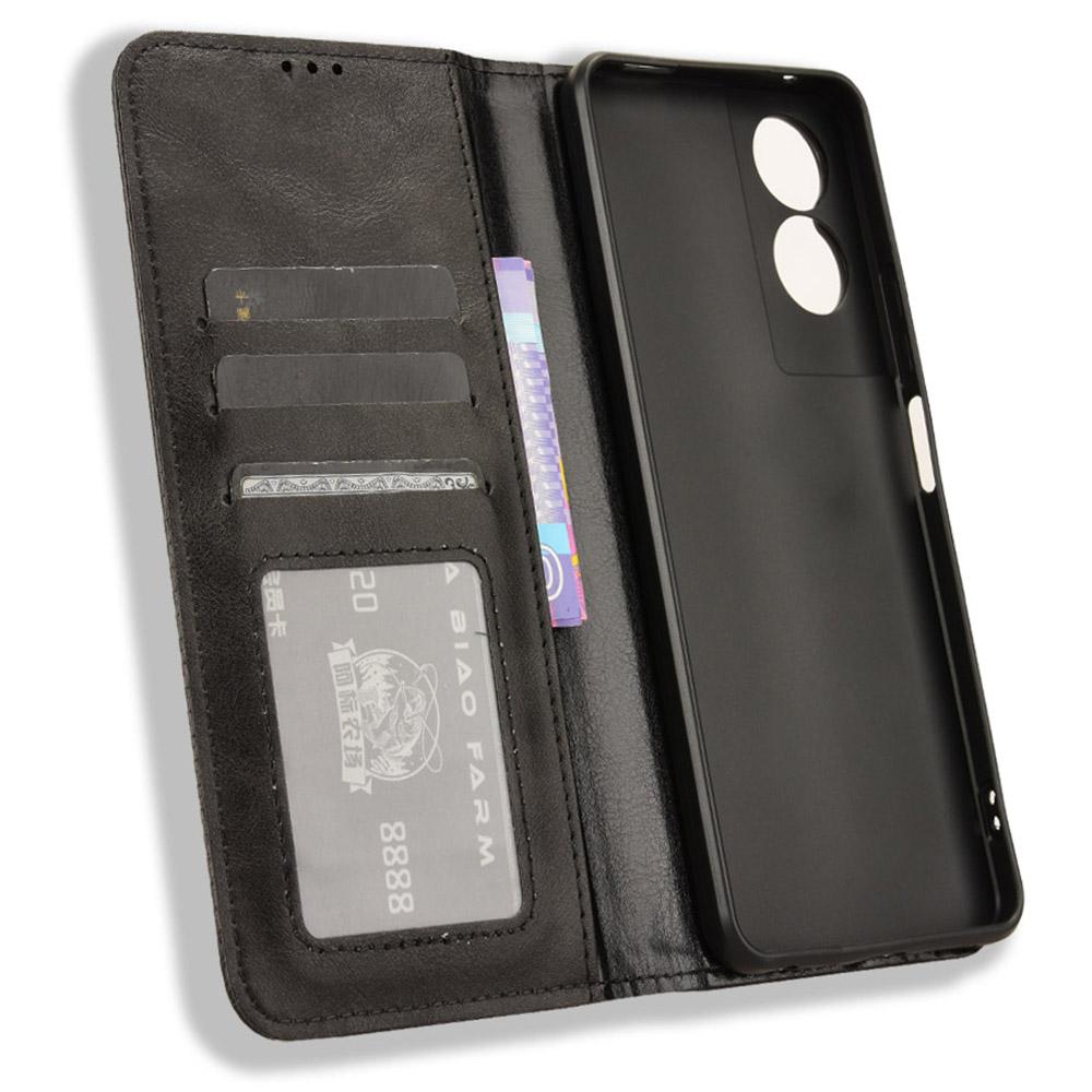 For TCL 50 SE PU Leather Phone Stand Case Retro Texture Stand Magnetic Phone Cover